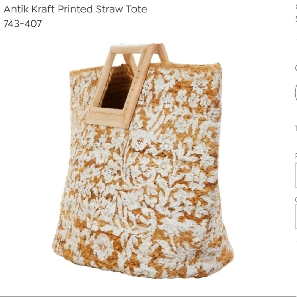 Antik Kraft Floral Jute Tote-NWT
